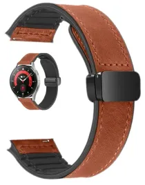 brazowy-magnetyczny-pasek-opaska-20mm-silikon-skora-do-zegarkow