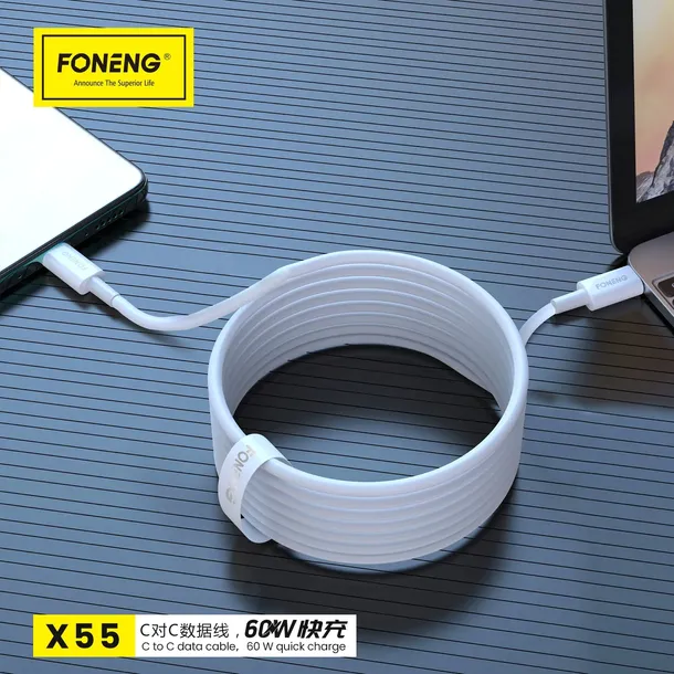 foneng-kabel-x55-typ-c-na-typ-c-pd-60w-2-metry-bialy