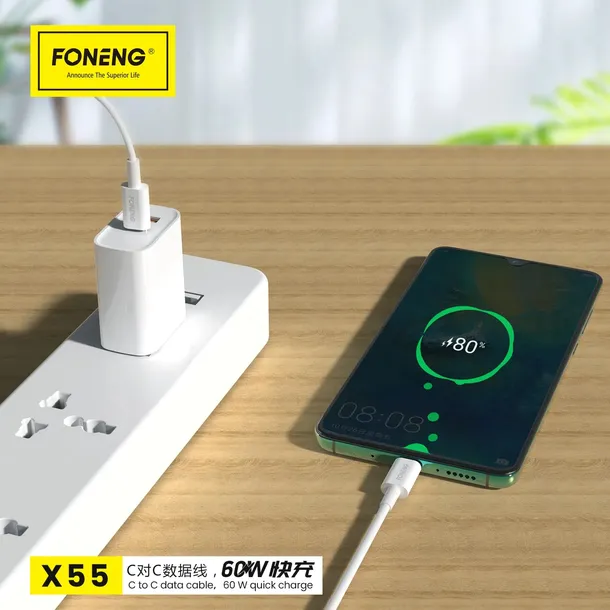 foneng-kabel-x55-typ-c-na-typ-c-pd-60w-2-metry-bialy
