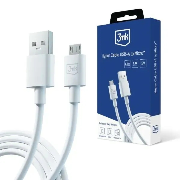 3mk-hyper-cable-usb-a-micro-usb1-2m-5v-24a-bialy-white-kabel