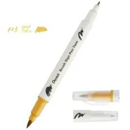 pisak-pentel-dwustronny-brush-sign-pen-twin-zlota