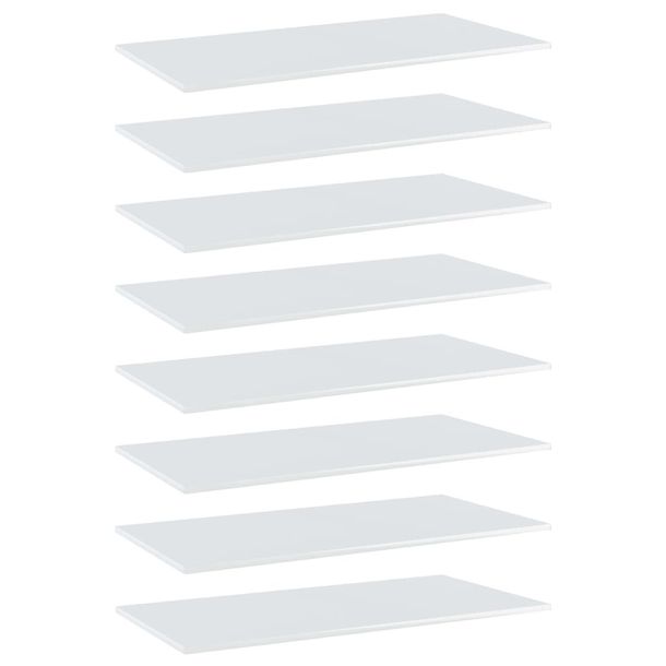 Lumarko Półki na książki, 8 szt., wysoki połysk, białe, 80x30x1,5 cm