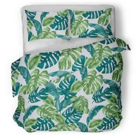 posciel-flanelowa-160x200cm-monstera-niebiesko-zielona
