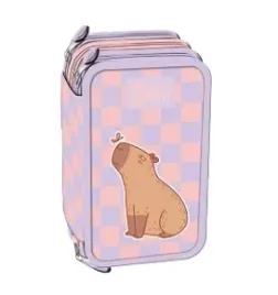piornik-szkolny-potrojny-z-wyposazeniem-chill-capybara-dla-dziewczynki