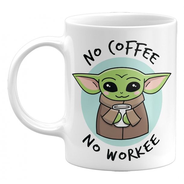 Kubek No Coffee, No Workee Baby Yoda Parodia 330ml