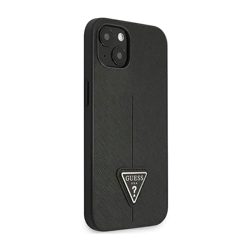 guess-saffiano-triangle-logo-case-etui-iphone-14-plus-czarny