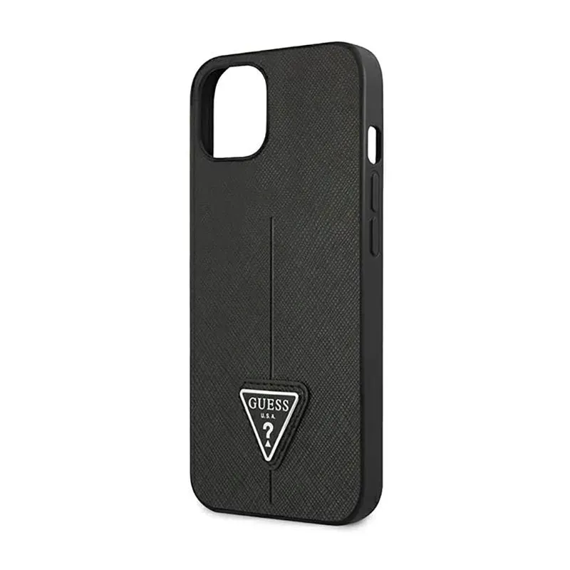 guess-saffiano-triangle-logo-case-etui-iphone-14-plus-czarny