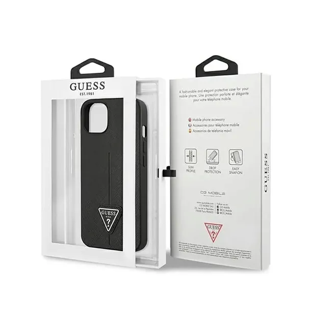guess-saffiano-triangle-logo-case-etui-iphone-14-plus-czarny-stan-nowy