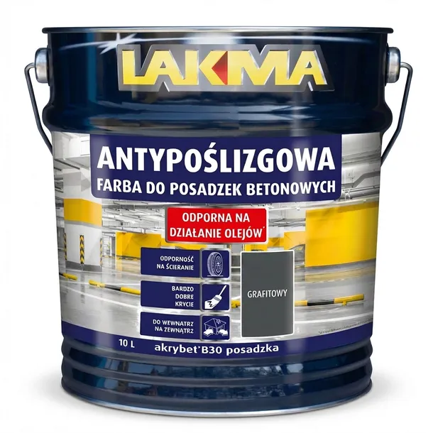 FARBA DO POSADZEK-BETONU AKRYBET B-30 GRAFIT 10L LAKMA