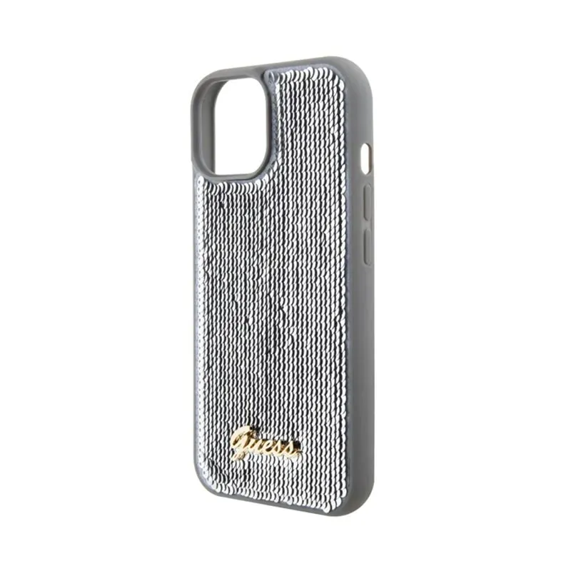 guess-sequin-script-metal-etui-iphone-15-srebrny