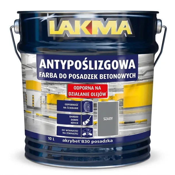 FARBA DO POSADZEK-BETONU AKRYBET B-30 SZARY 10L LAKMA
