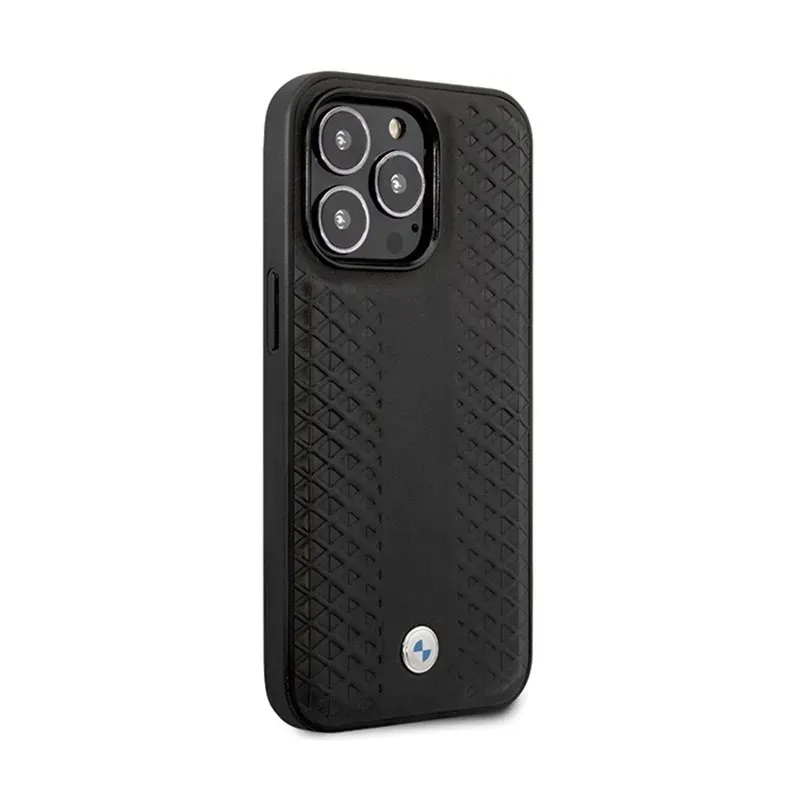 bmw-leather-diamond-pattern-etui-iphone-14-pro-czarny