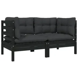 2-osobowa-sofa-ogrodowa-z-poduszkami-czarna-drewno-sosnowe