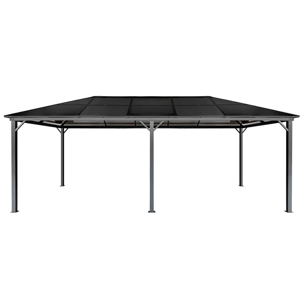 Pawilon ogrodowy 3x6m Altana metalowa pergola szara poliwęglanowy dach 18m2