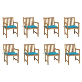 krzesla-ogrodowe-8-szt-niebieskie-poduszki-drewno-tekowe