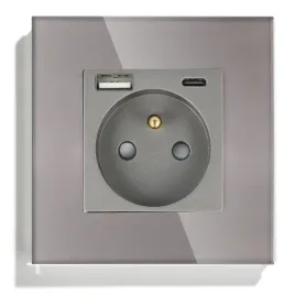 gniazdo-elektryczne-pojedyncze-z-szybka-ladowarka-usb-a-c-szare-z-ramka-szk