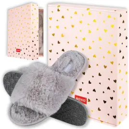 soxo-kapcie-damskie-futrzane-37-38-klapki-w-pudelku-prezent-dla-babci