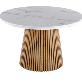 stol-rozkladany-okragly-bialy-marmur-dab-lamele-200-cm