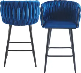 hoker-granatowy-welur-plecione-oparcie-loft-velvet-stolek-do-wyspy-90cm