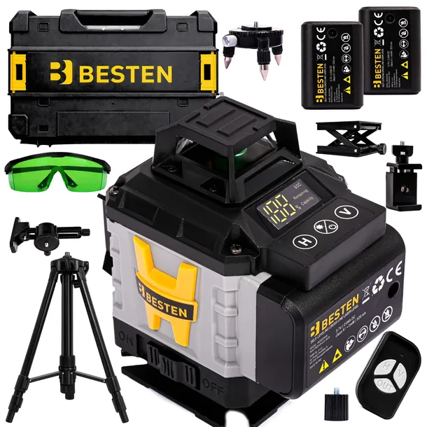Poziomica Laserowa Poziomica 4D 16 Linii Krzyżowa 360 Laser Zestaw Statyw