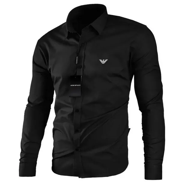 KOSZULA EMPORIO ARMANI CZARNA MĘSKA SLIM FIT NOWE LOGO NA PREZENT / XXL