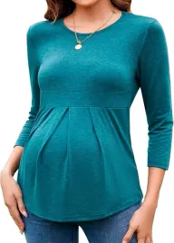 tunika-ciazowa-marszczona-z-przodu-xxl-or-elegancka-zielona-bluzka-rekaw-3-4