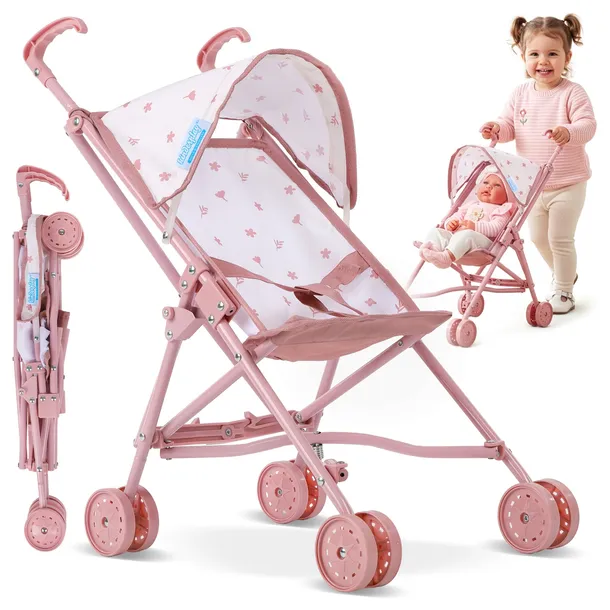 WÓZEK DLA LALEK LEKKI SKŁADANY SPACERÓWKA PARASOLKA SPACEROWY KINDERPLAY