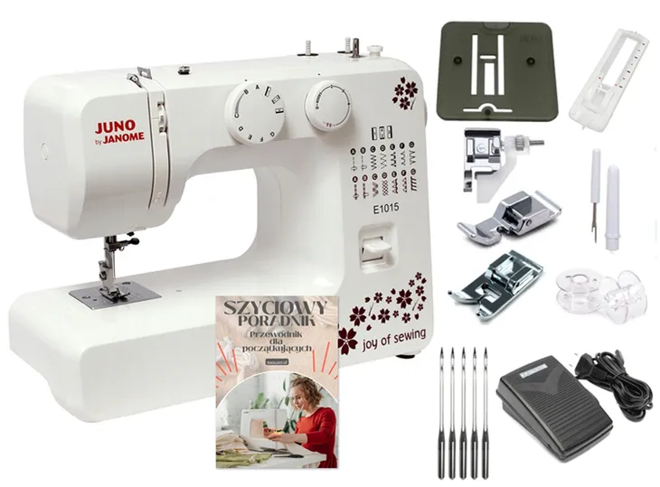 REWELACYJNA domowa Maszyna do Szycia JANOME JUNO E1015 + GRATIS PORADNIK
