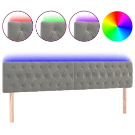 zaglowek-do-lozka-z-led-jasnoszary-200x7x78-88-cm-aksamit