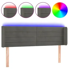 zaglowek-do-lozka-z-led-ciemnoszary-147x16x78-88-cm-aksamit