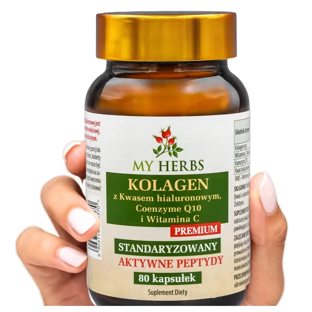 KOLAGEN KWAS HIALURONOWY KOENZYM Q10 80 KAPS WITAMINA C SKÓRA WŁOSY BLASK