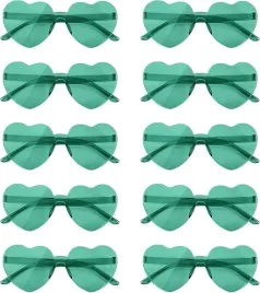 okulary-przeciwsloneczne-serca-zestaw-10-par-kolorowe-bez-oprawek-zielone
