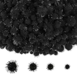 pompony-brokatowe-1000-szt-4-rozmiary-czarne-diy-zestaw-ozdobne