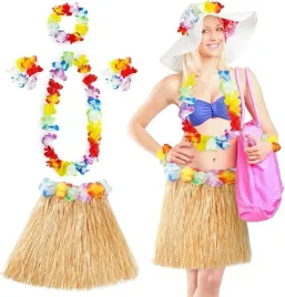 stroj-hawajski-hula-spodnica-kwiaty-zestaw-impreza-luau-akcesoria