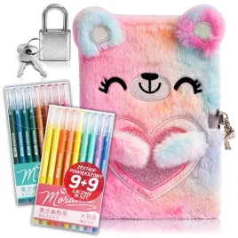 pamietnik-dla-dziewczynki-a5-z-klodka-18-kolorowych-dlugopisow-zestaw