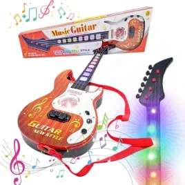 gitara-elektryczna-rockowa-dla-dzieci-swieci-gra-struny-czerwona-zestaw