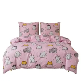 komplet-poscieli-dwuosobowej-200x200-2-70x80-posciel-rozowe-kotki