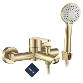 Zdjęcie produktu BATERIA WANNOWA PRYSZNICOWA REA ONTARIO ZŁOTA SZCZOTKOWANA JEDNOUCHWYTOWA