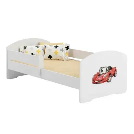 lozko-dzieciece-160x80-tapczan-pojedynczy-barierka-materac-biale-autko-luk