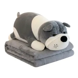 pluszowy-szary-pies-buldog-50cm-z-kocykiem-100x150