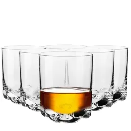 krosno-zestaw-szklanek-do-whisky-drinkow-280ml-x6-mixology-fala-grube-dno