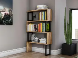drewniana-biblioteczka-kredens-szafka-metalowa-polka-naturalna