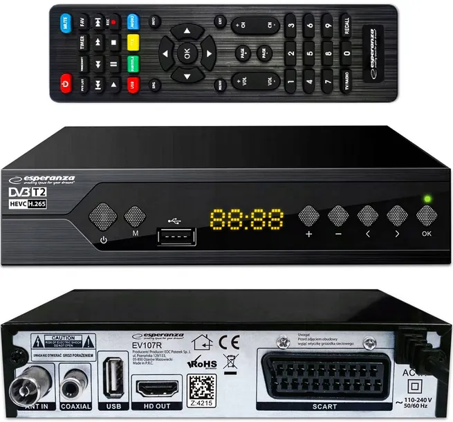 tuner-dekoder-dvb-t2-hevc-h-265-esperanza-ev107r-zlacza-cyfrowe-wyjscie-koaksjalne