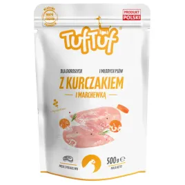 mokra-karma-dla-psa-tuftuf-saszetka-mielonka-kurczak-marchewka-500g