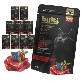 karma-mokra-dla-kota-bulti-superfood-wolowina-z-zurawina-kocimietka-10x100g
