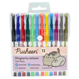 pusheen-dlugopisy-zelowe-12-kolorow-metal-neon-pastel-brokat