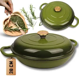 emaliowany-garnek-zeliwny-plaski-30cm-3l-hage-oliwkowy