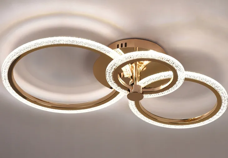 LAMPA SUFITOWA zlota glamour ŻYRANDOL PLAFON LED + PILOT do salonu sypialni