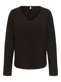 only-sweter-damski-brazowy-klasyczny-do-bioder-rozmiar-xs