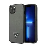 guess-saffiano-triangle-logo-case-etui-iphone-14-plus-srebrny